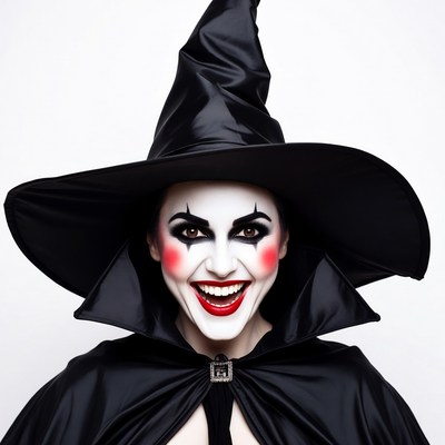 Woman in witch clown makeup
