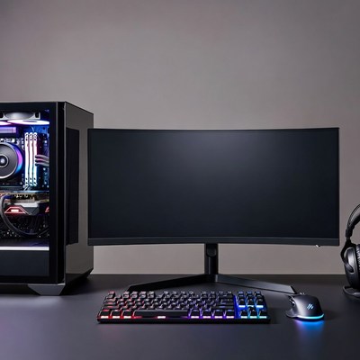 RGB Gaming PC Setup with Monitor