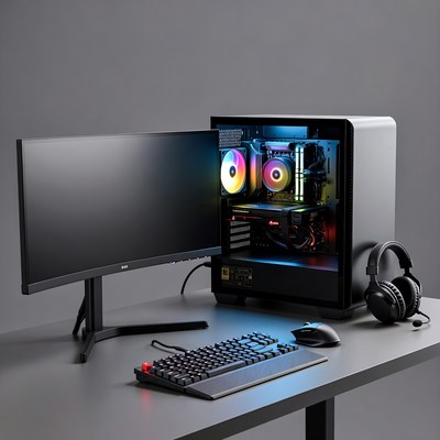 RGB Gaming PC Setup with Monitor