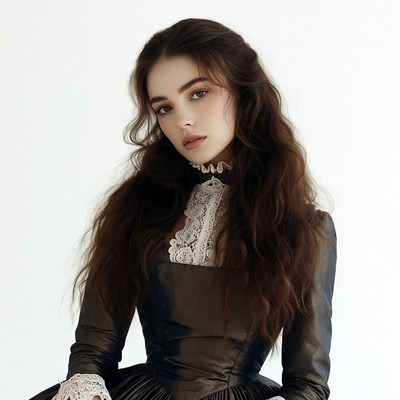 Woman in Victorian lace dress