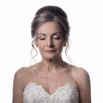 Mature bride with eyes closed