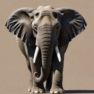 Elephant with large ears and tusks