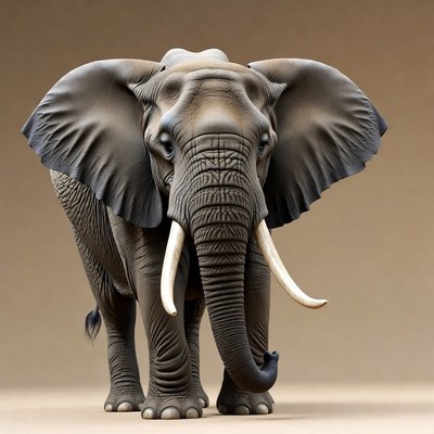 Elephant standing on isolated background