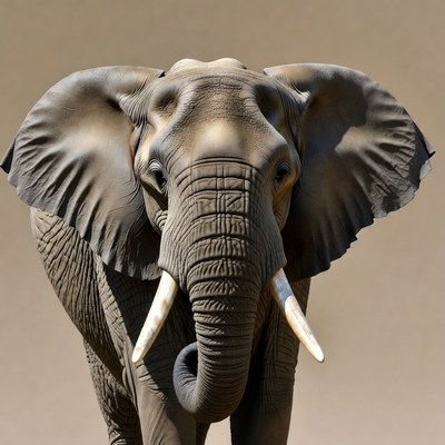Elephant with large ears and tusks