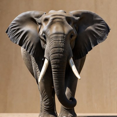 African elephant facing forward