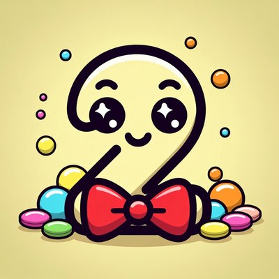 Cute Number 2 with Bowtie and Candies