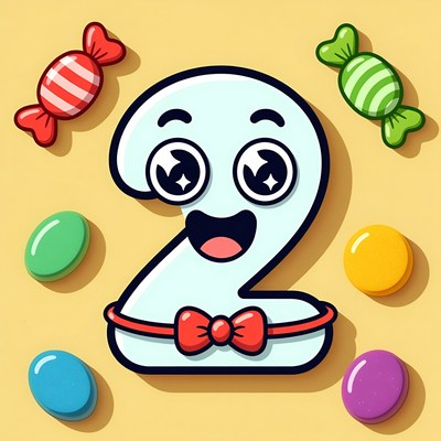 Cartoon Number 2 with Candies