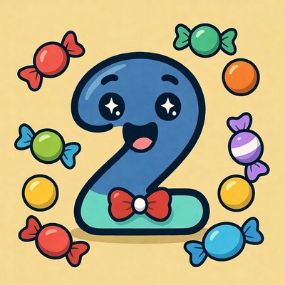 Cute Number 2 with Candies