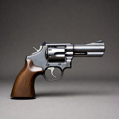 Smith & Wesson Revolver on Gray Background