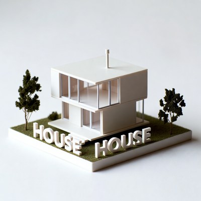 Miniature White Modern House Model