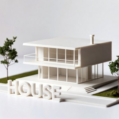 White 3D Printed House Model