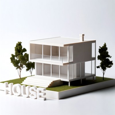 White Modern House Architectural Model