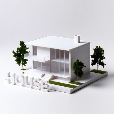 White Modern House Architectural Model