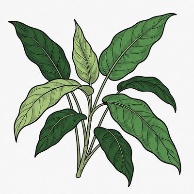 Green Philodendron Leaves Illustration
