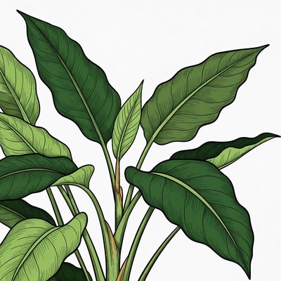 Green Philodendron Plant Illustration
