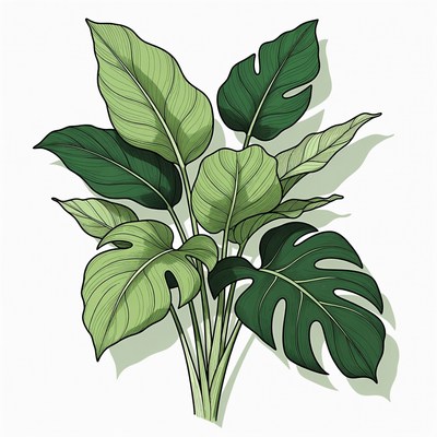 Green Monstera Plant Illustration