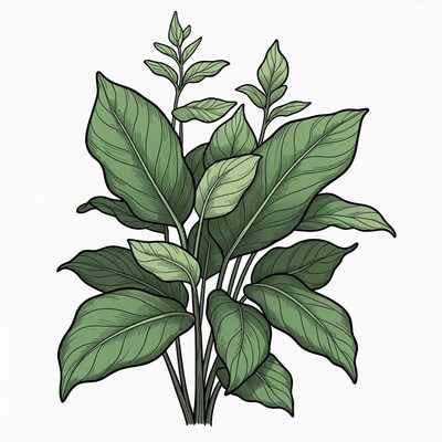 Green Prayer Plant Leaves Illustration