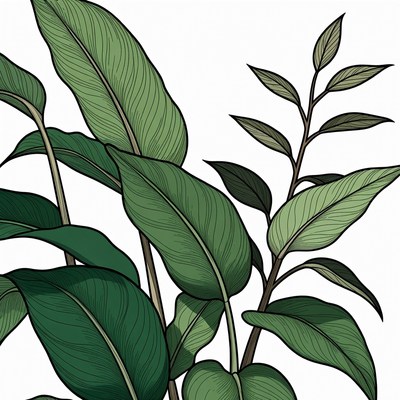 Green Banana Leaf Illustration