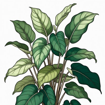 Variegated Green Houseplant Illustration
