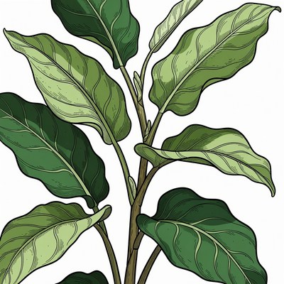 Green Philodendron Leaves Illustration