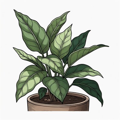 Potted Green Plant Illustration