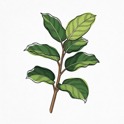 Rubber Plant Leaf Illustration