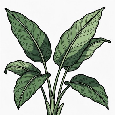Green Peace Lily Plant Illustration