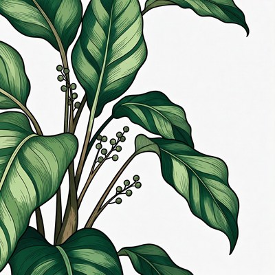 Green Calathea Plant Illustration