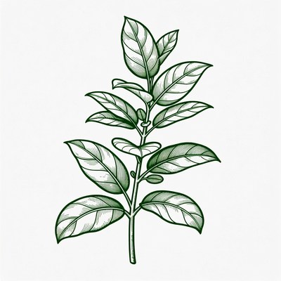 Coffee Plant Illustration with Berries