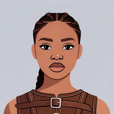 African-American woman in leather corset