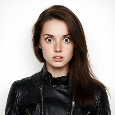 Woman with wide surprised eyes