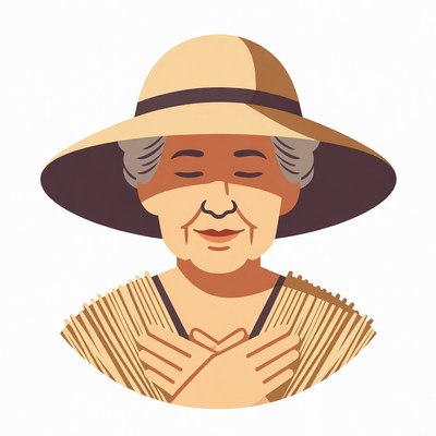 Elderly woman in wide-brim hat