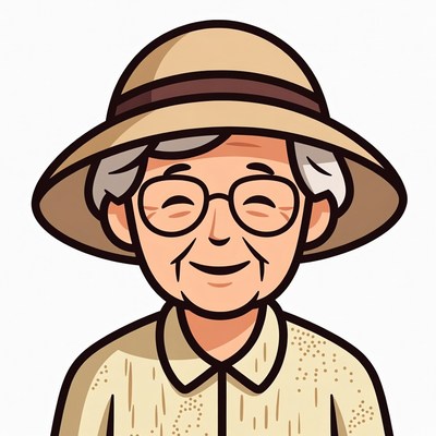 Elderly woman wearing safari hat
