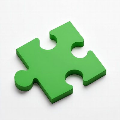 Green puzzle piece isolated