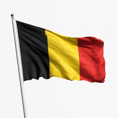 Belgium flag waving on pole