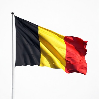 Belgian Flag Waving on Pole