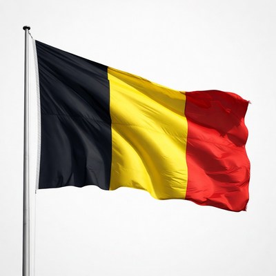Belgium flag waving on pole