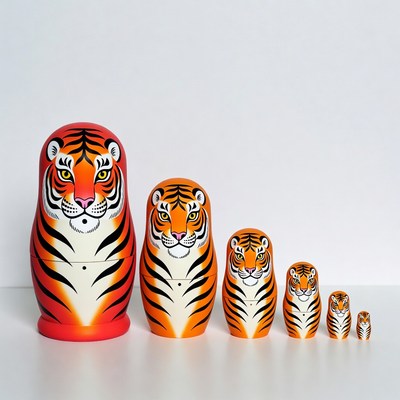 Matryoshka Tiger Dolls Set