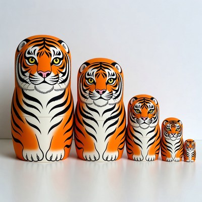 Matryoshka Tiger Dolls Set