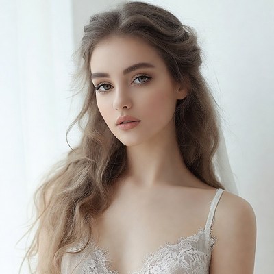 Bride in lace lingerie with veil