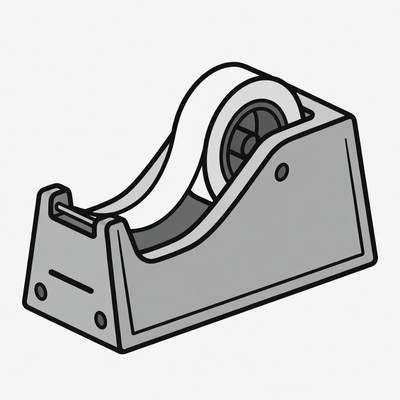 Gray Tape Dispenser with White Tape