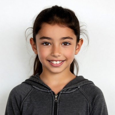 Smiling girl in hoodie