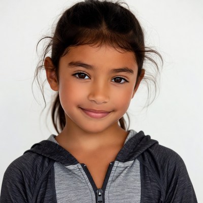 Smiling Asian girl in hoodie