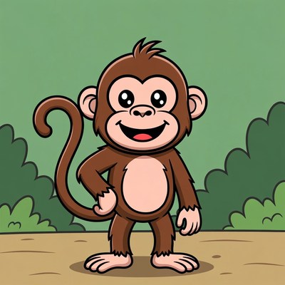 Cute cartoon monkey posing