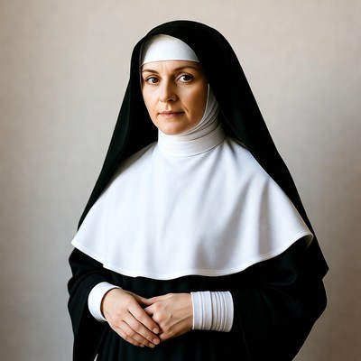 Nun in black and white habit