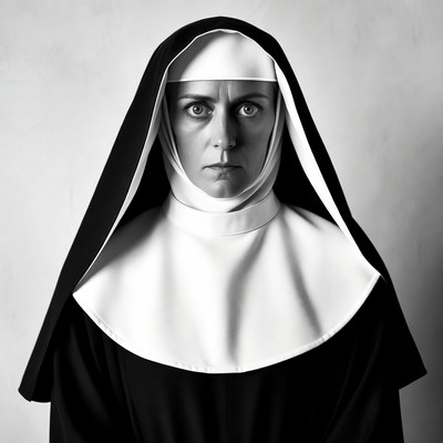 Nun with intense stare