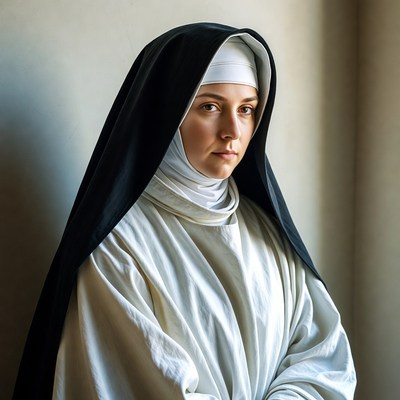 Nun in black and white habit