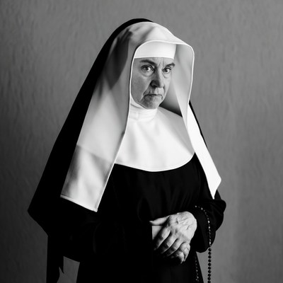 Nun with rosary standing