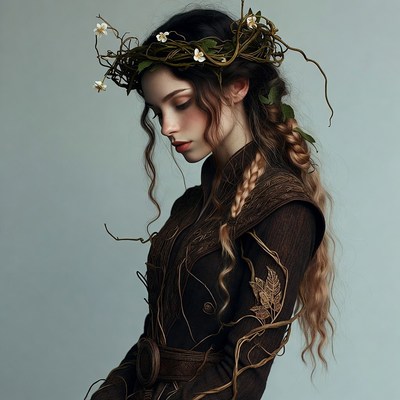 Woman with floral vine crown