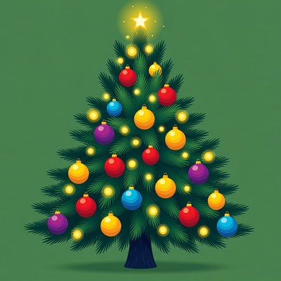 Colorful Christmas Tree with Lights
